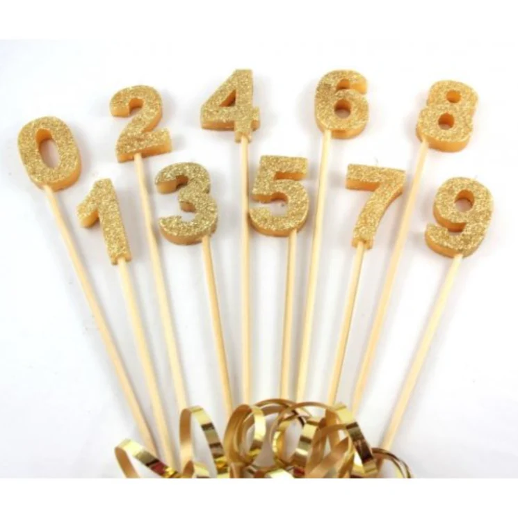 Candle Gold Glitter Long Stick #4 - Image 3