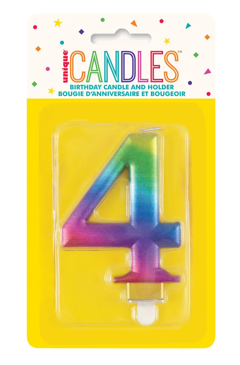 Candle Metallic Rainbow Bday - No 4