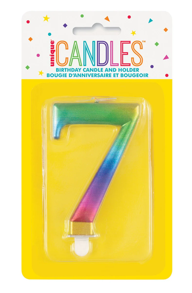 Candle Metallic Rainbow Bday - No 7