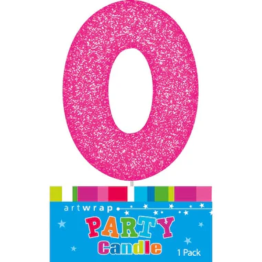 CANDLE SINGLE NUMBER GLITTER PINK 0