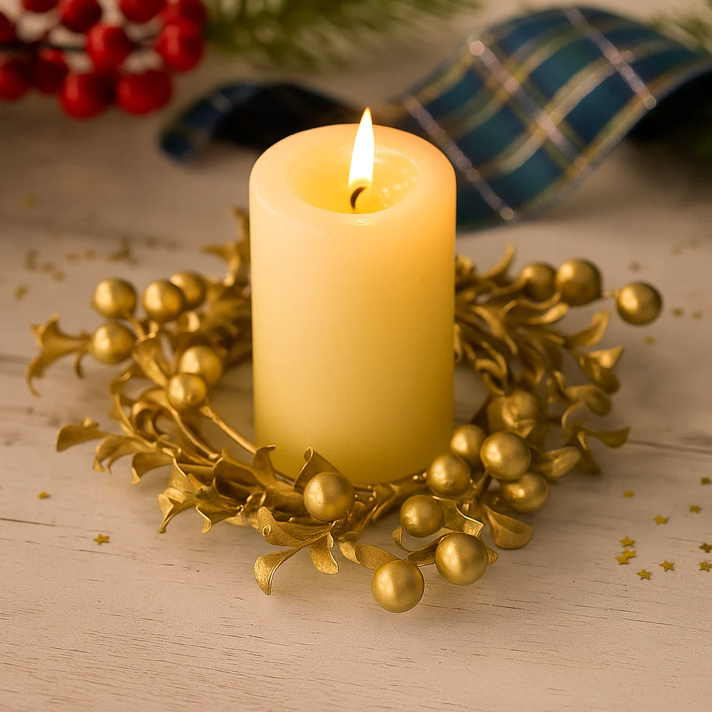 Candle Wreath 19cmD Gold
