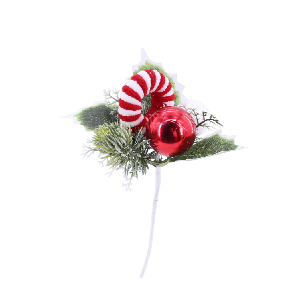 Candycane Leaf Deco Pick 18cm - Image 5
