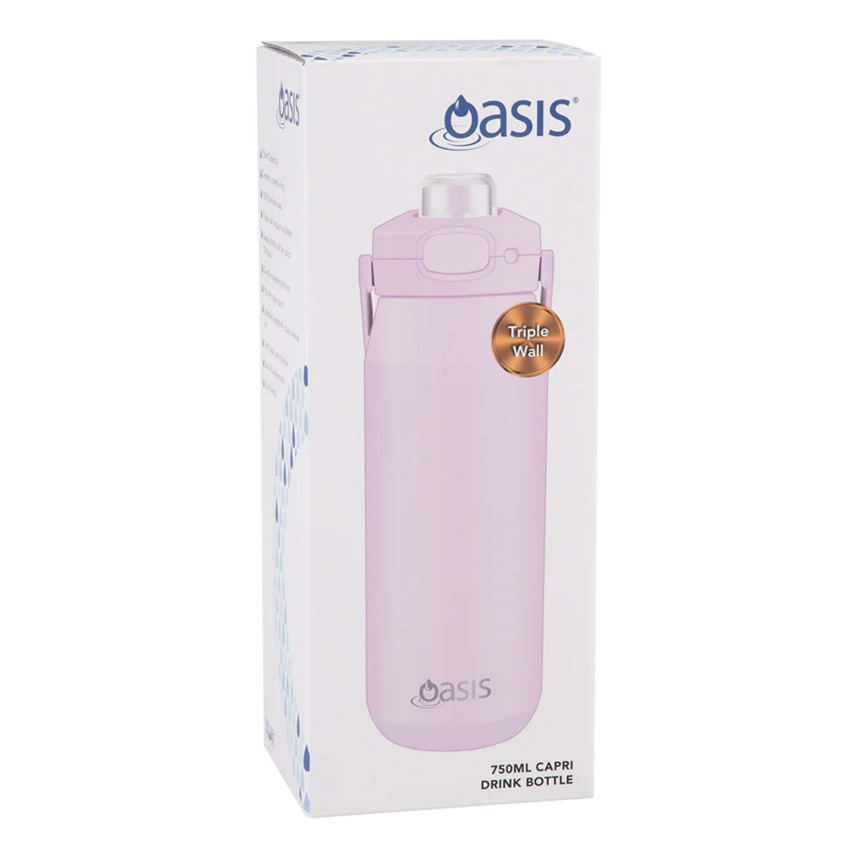 Oasis Capri Ceramic Lined Stainless Steel Triple Wall Insulated Drink Bottle 750ml Pink Lemonade - Image 3