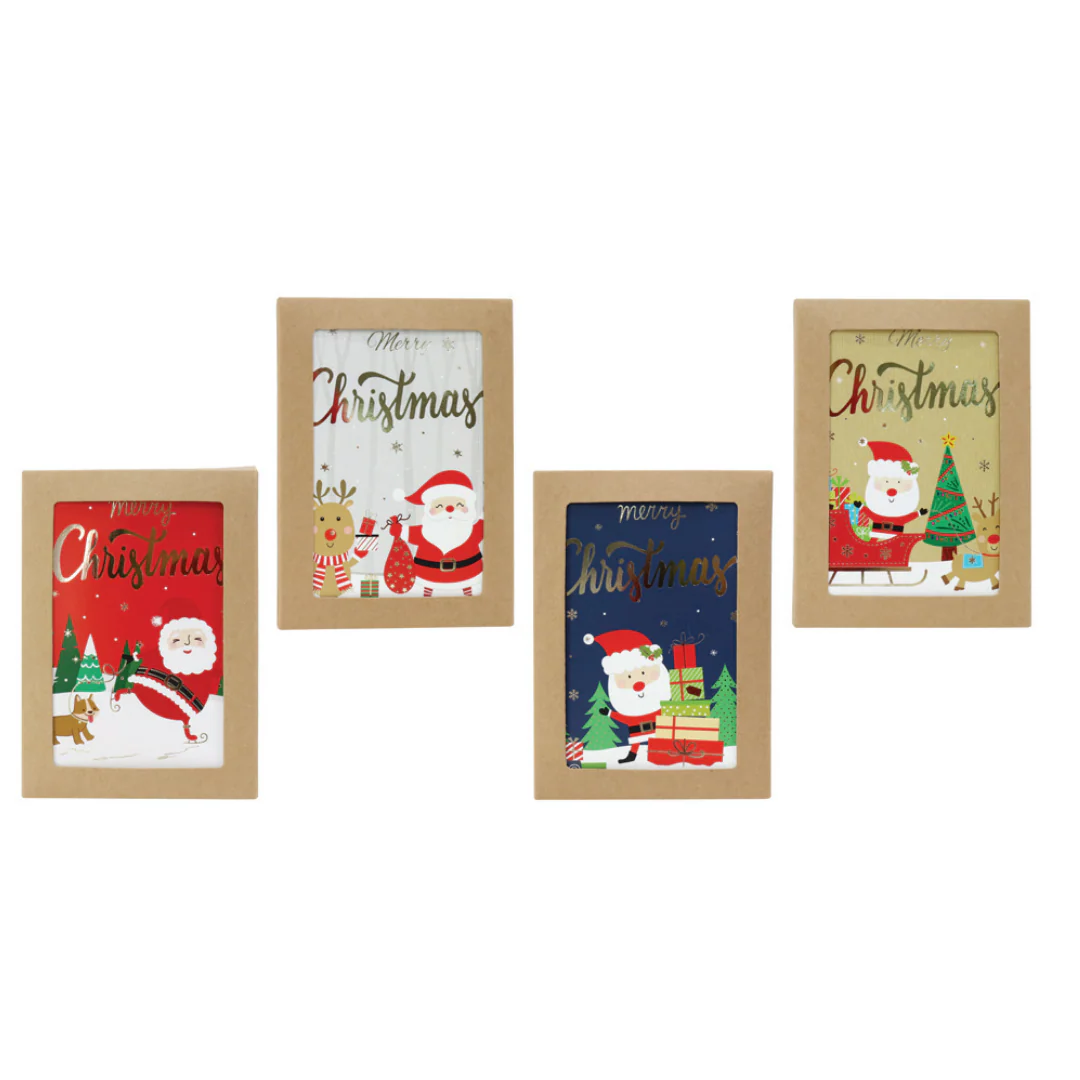 Cards Santa Foil 10pk Assorted