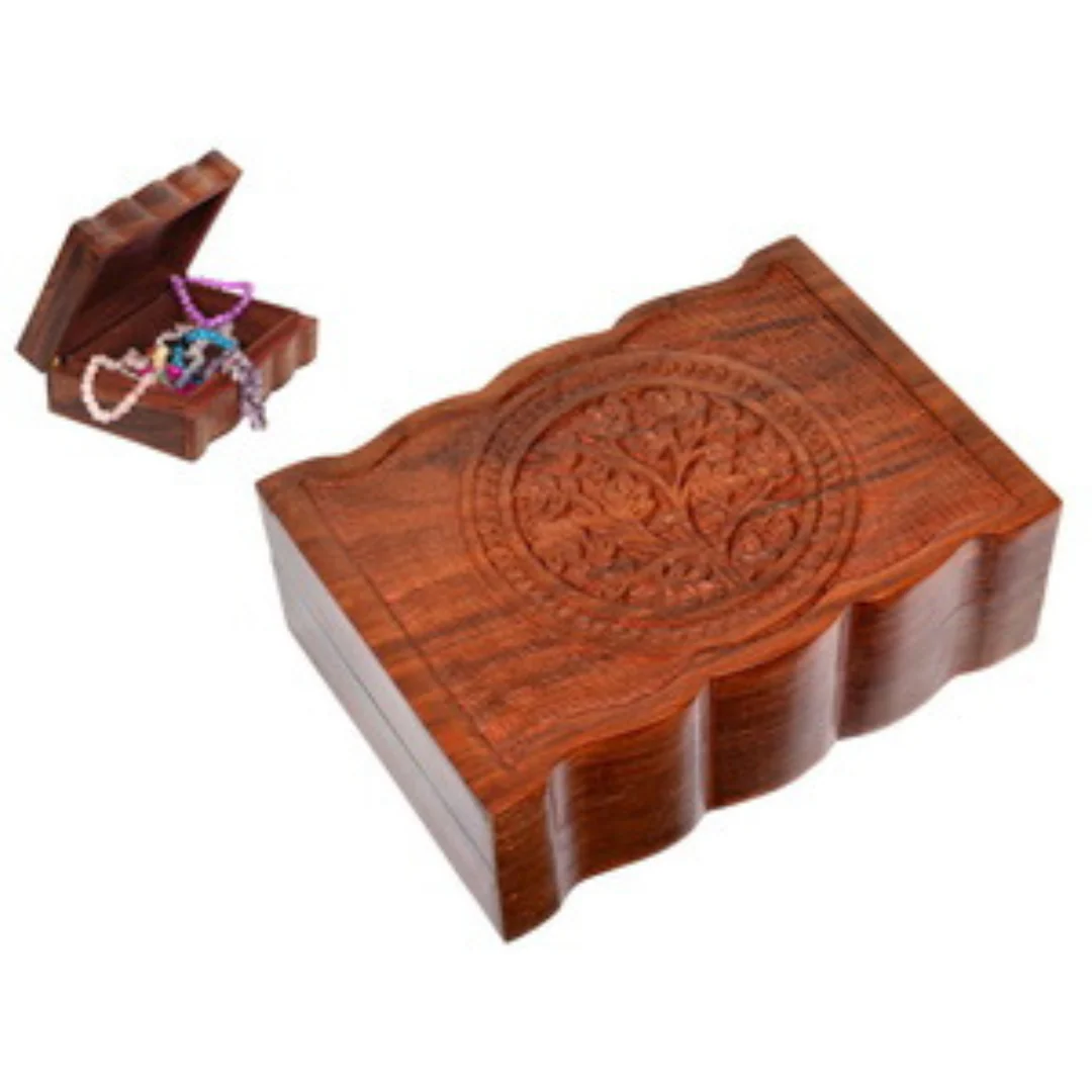 18X13Cm Carved Flower Of Life Box