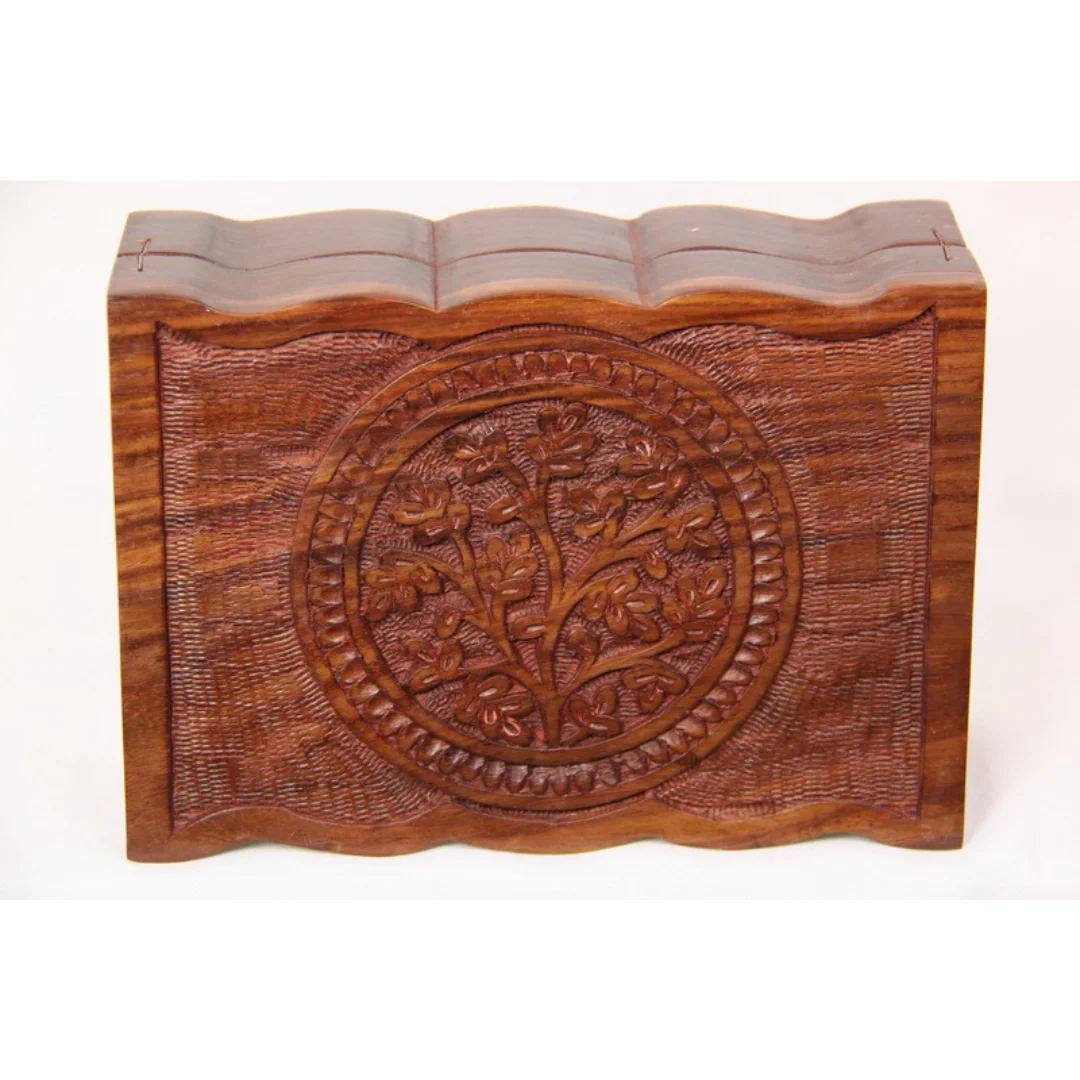 18X13Cm Carved Flower Of Life Box - Image 3