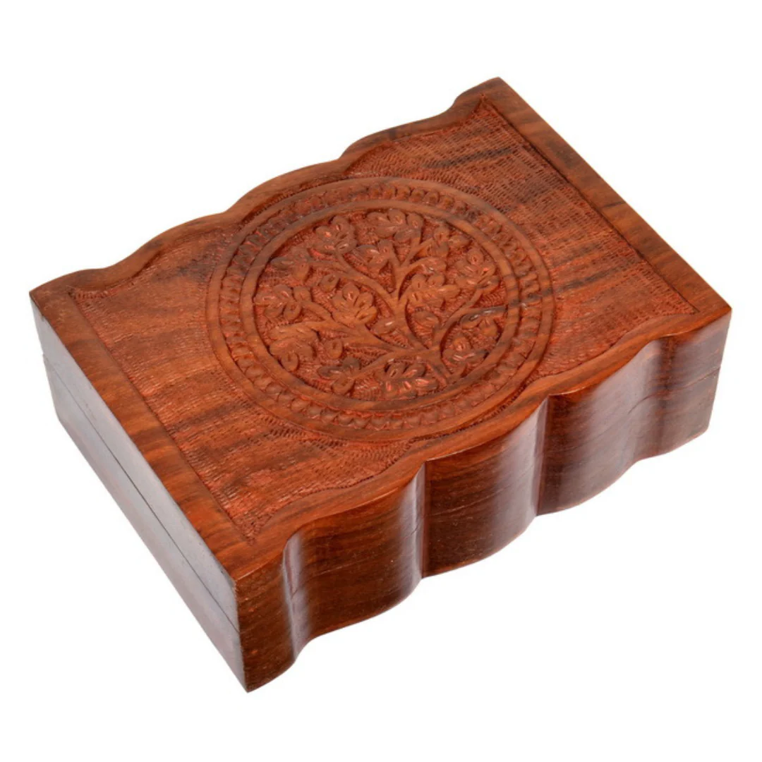 18X13Cm Carved Flower Of Life Box - Image 4