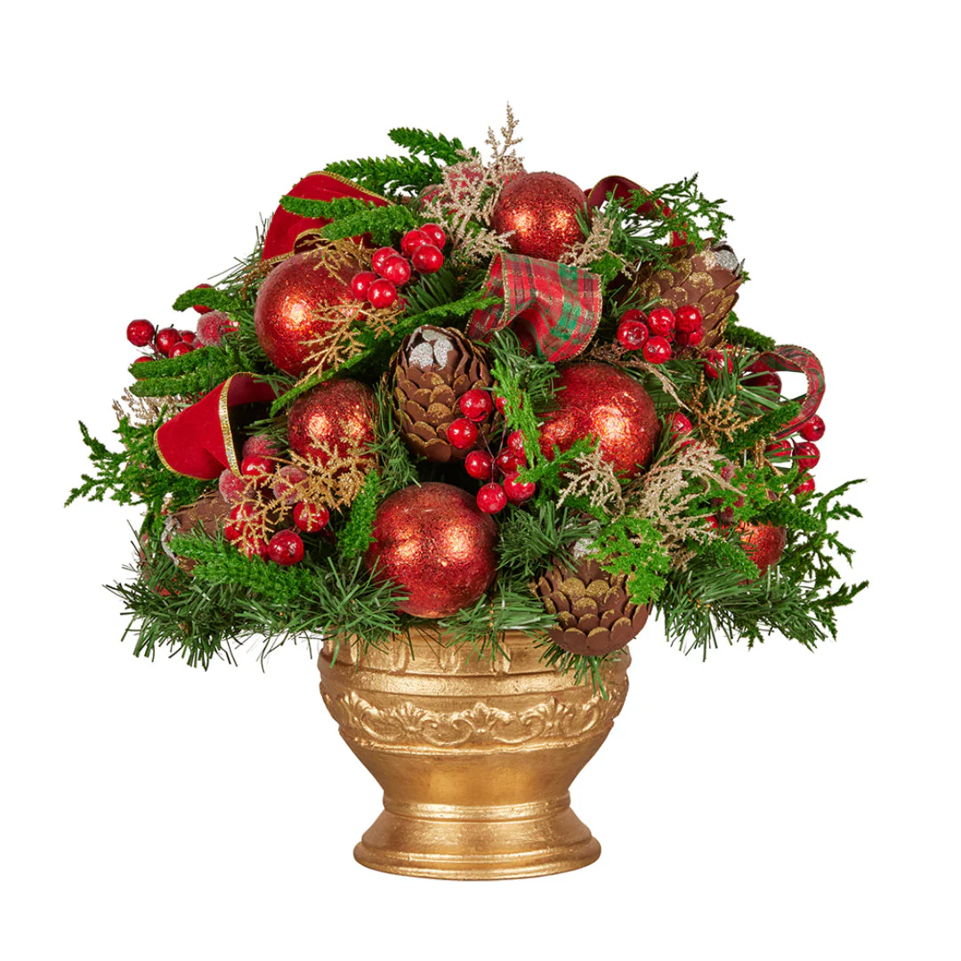 Centrepiece Potted Berries & Baubles 43cm