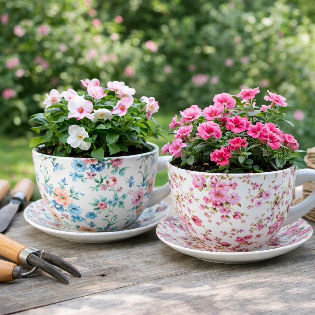 Ceramic Cup & Saucer Planter 23cm 6 Assorted Design - Image 4