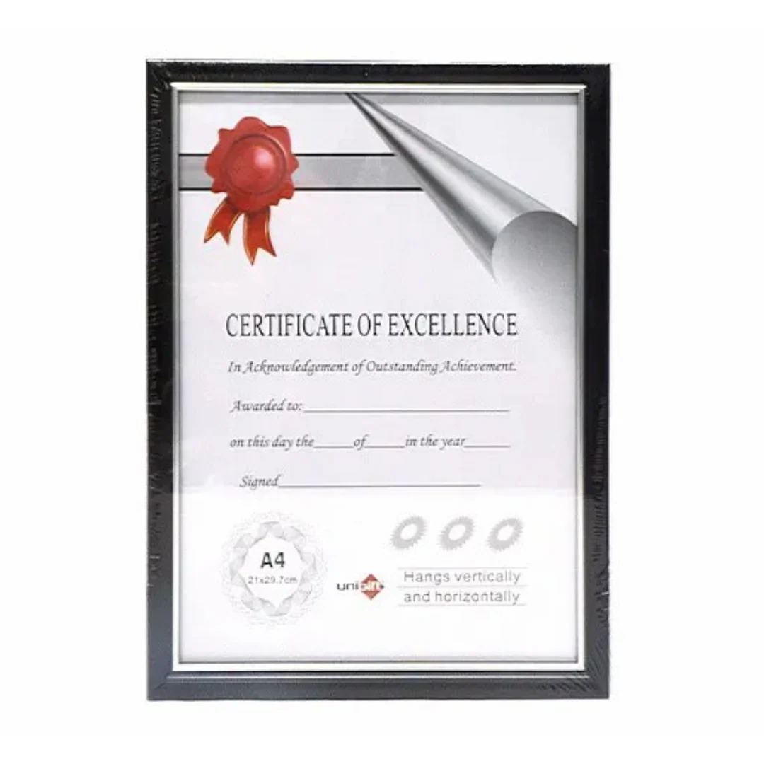 Certificate Frame A4 Black Silver
