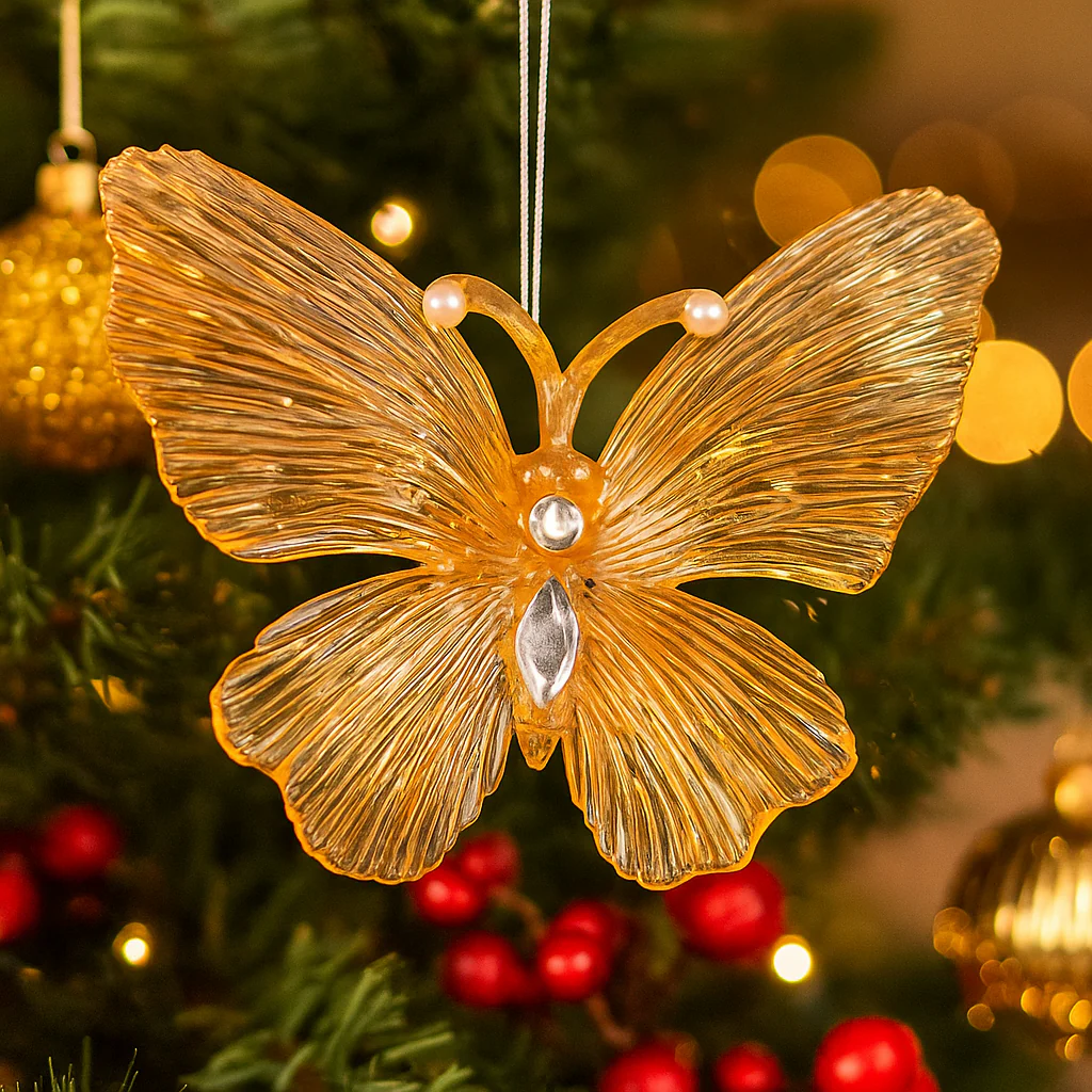Champagne Ombre Finish Acrylic Butterfly Tree Ornament 11x9.5cm