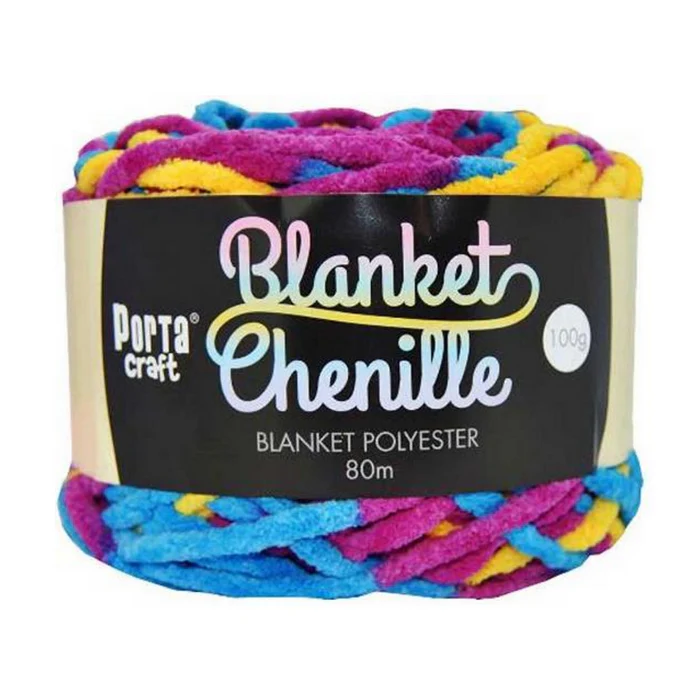 Chenille Blanket Yarn 100g 80m Multi Crayons