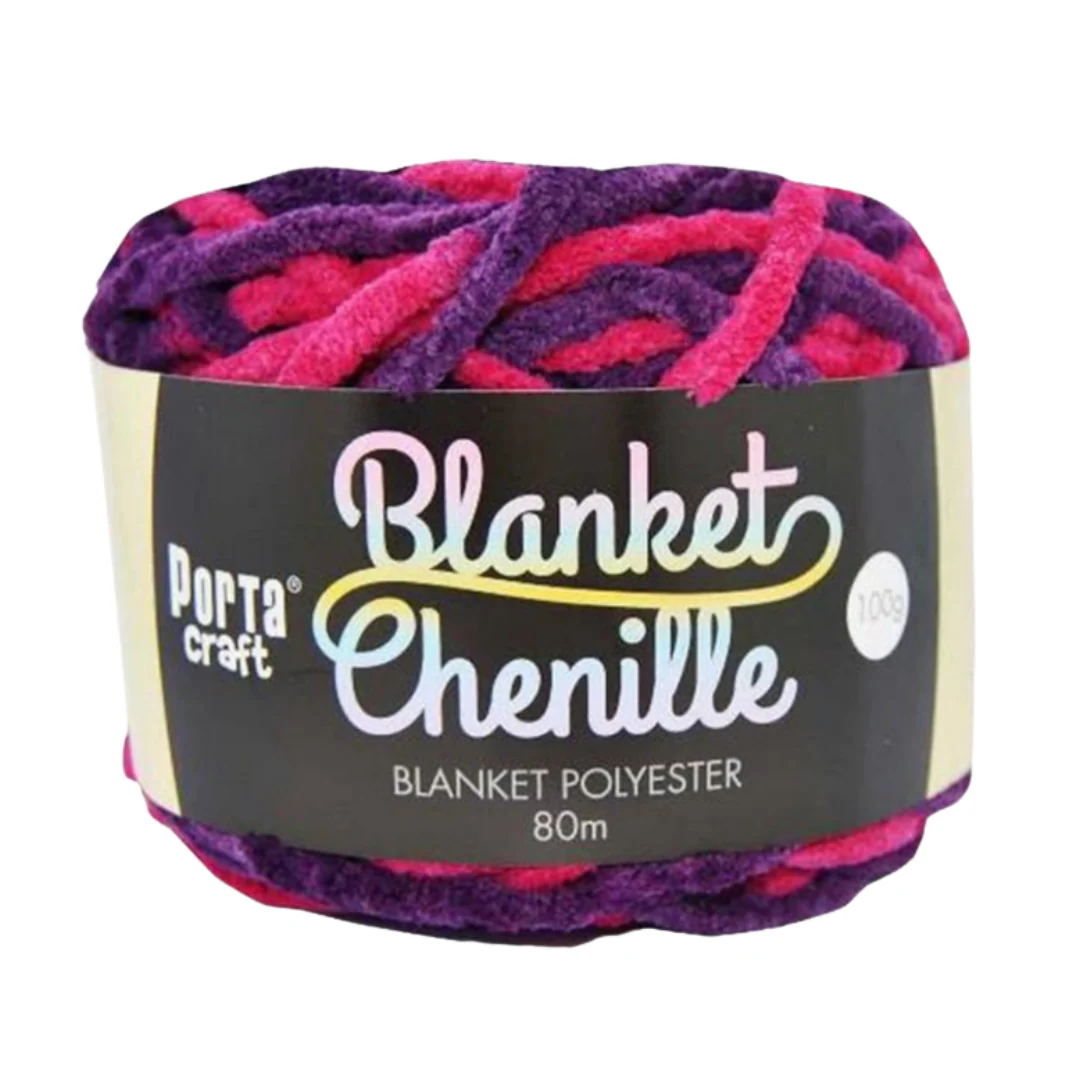 Chenille Blanket Yarn 100g 80m Multi Magenta