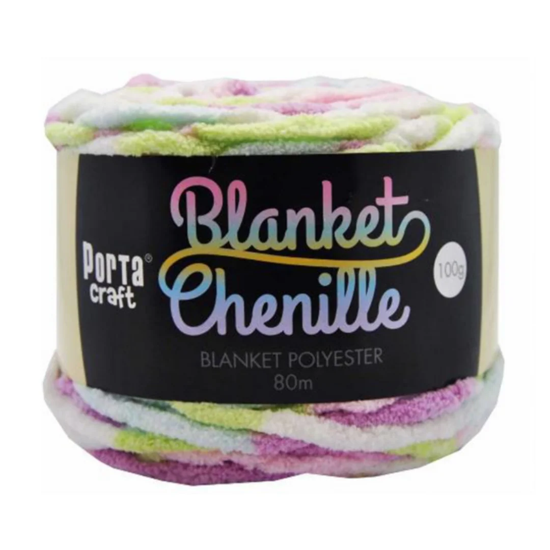 Chenille Blanket Yarn 100g 80m Multi Pastel Rainbow