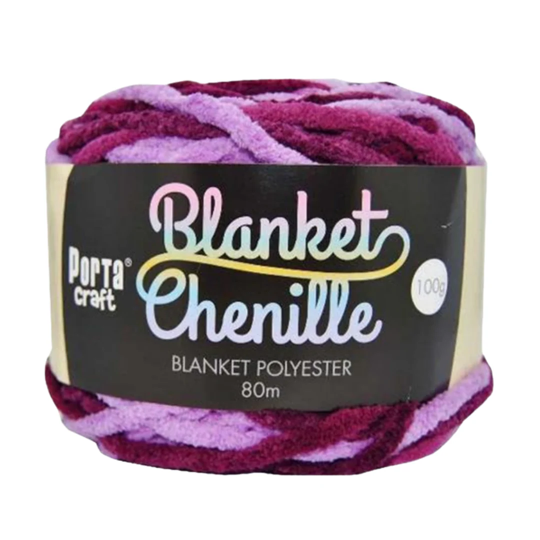 Chenille Blanket Yarn 100g 80m Multi Purple Camo