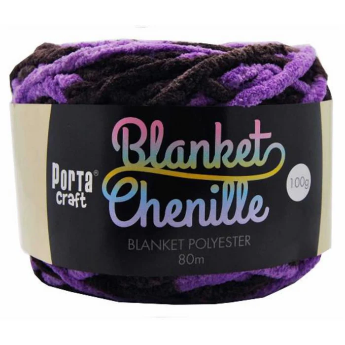 Chenille Blanket Yarn 100g 80m Multi Purple Sleepy Sky