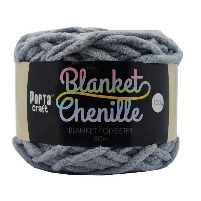 Chenille Blanket Yarn 100g 80m Solid 08 Grey