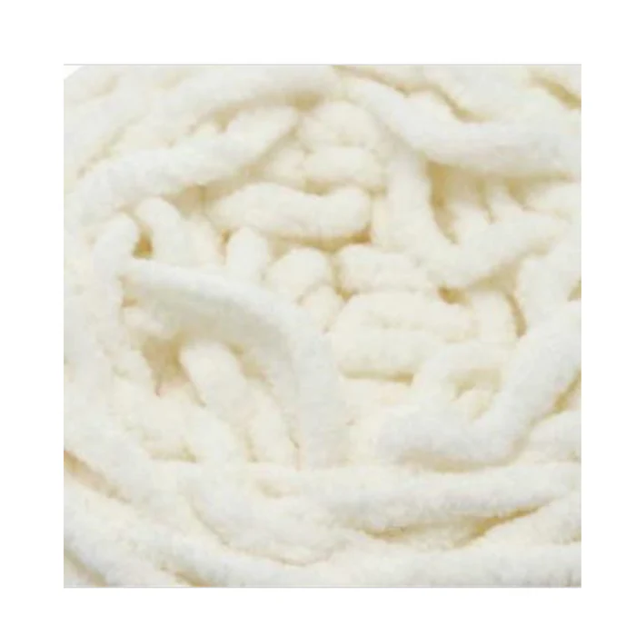 Chenille Blanket Yarn 100g 80m Solid 11 Cream - Image 2