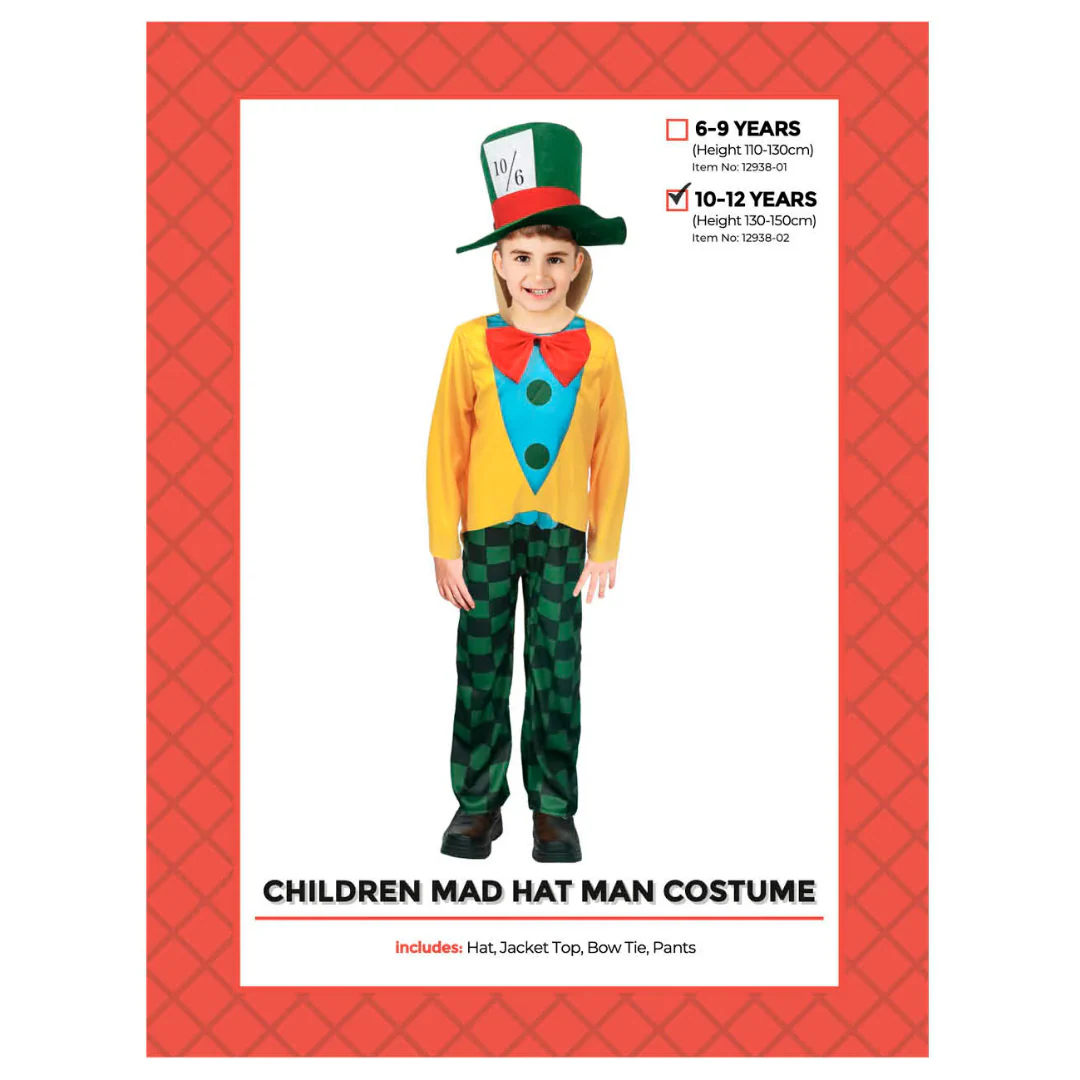 Children Crazy Hat Man Costume 10-12 was 9167