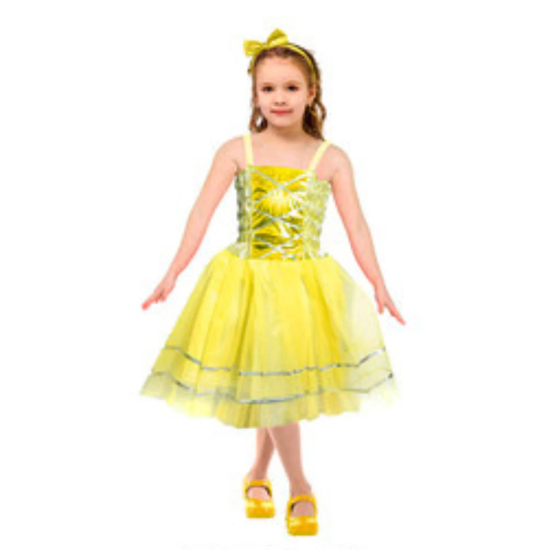 Children Metallic Princess Dress (Yellow)