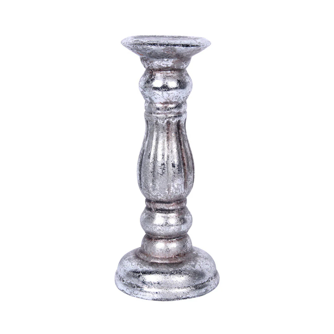 Christmas Antique Silver Candle Holder 17.5Cm