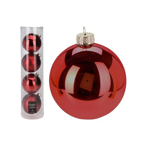 Christmas Bauble 10cm Red Glass 4Pcs