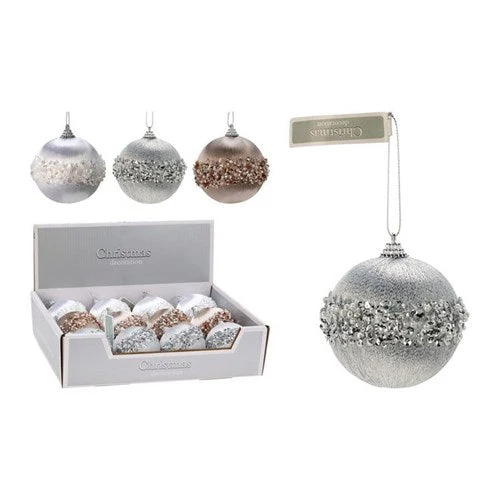 Christmas Bauble 80Mm Beads 3 Assorted Clear