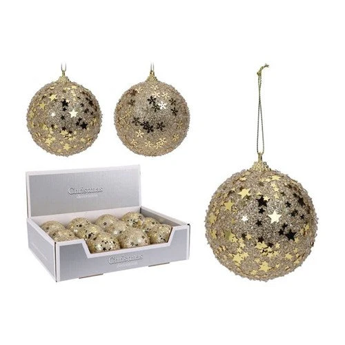 Christmas Bauble 8cm Glitter Gold Polyfoam