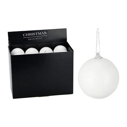 Christmas Bauble 8cm Glitter White