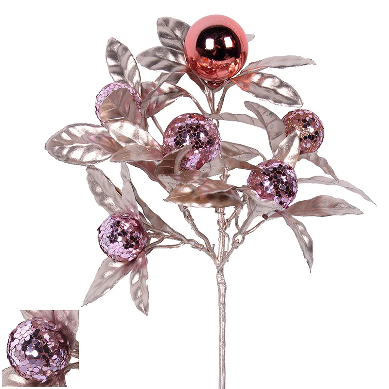 Christmas Ball Spray 34cm Champagne Pink