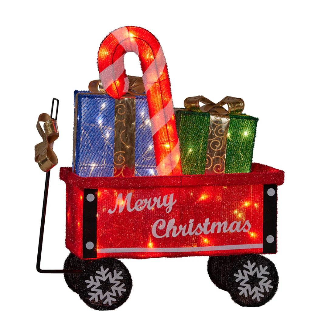 Christmas Cart w Lights 66cm