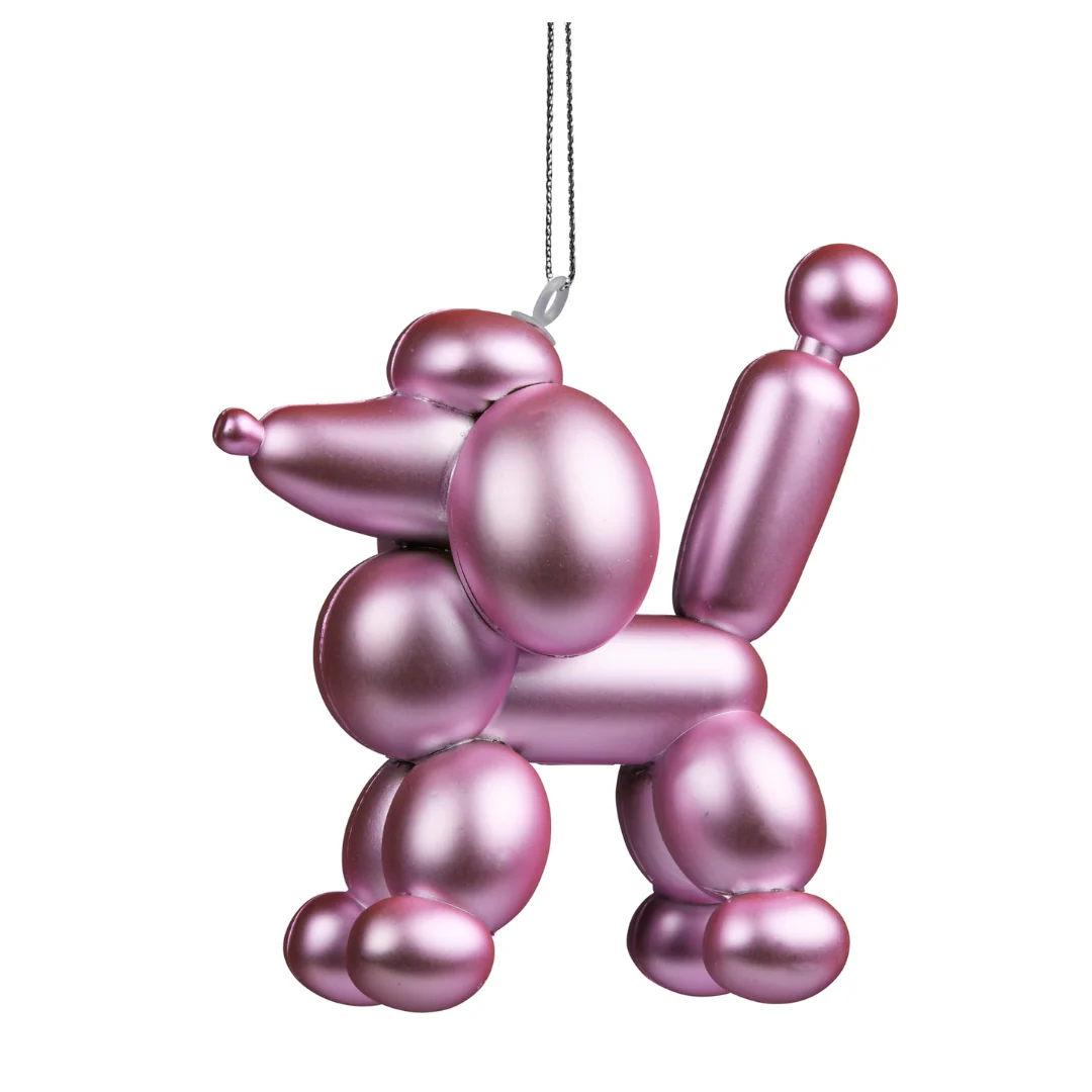 Christmas Decoration Pink Balloon Poodle 10cm - Image 2