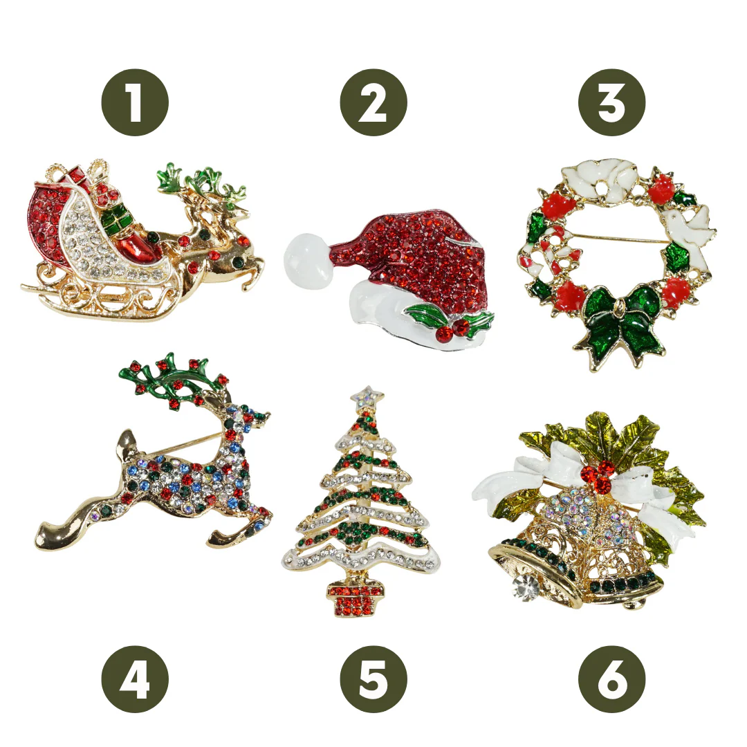 Christmas Diamante Brooch 6 Asstd - Image 4