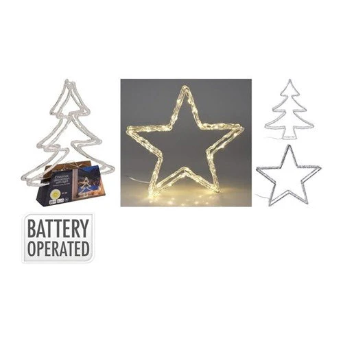 Christmas Figure 50Led Warm White 2 Assorted Battery Operated 34cm