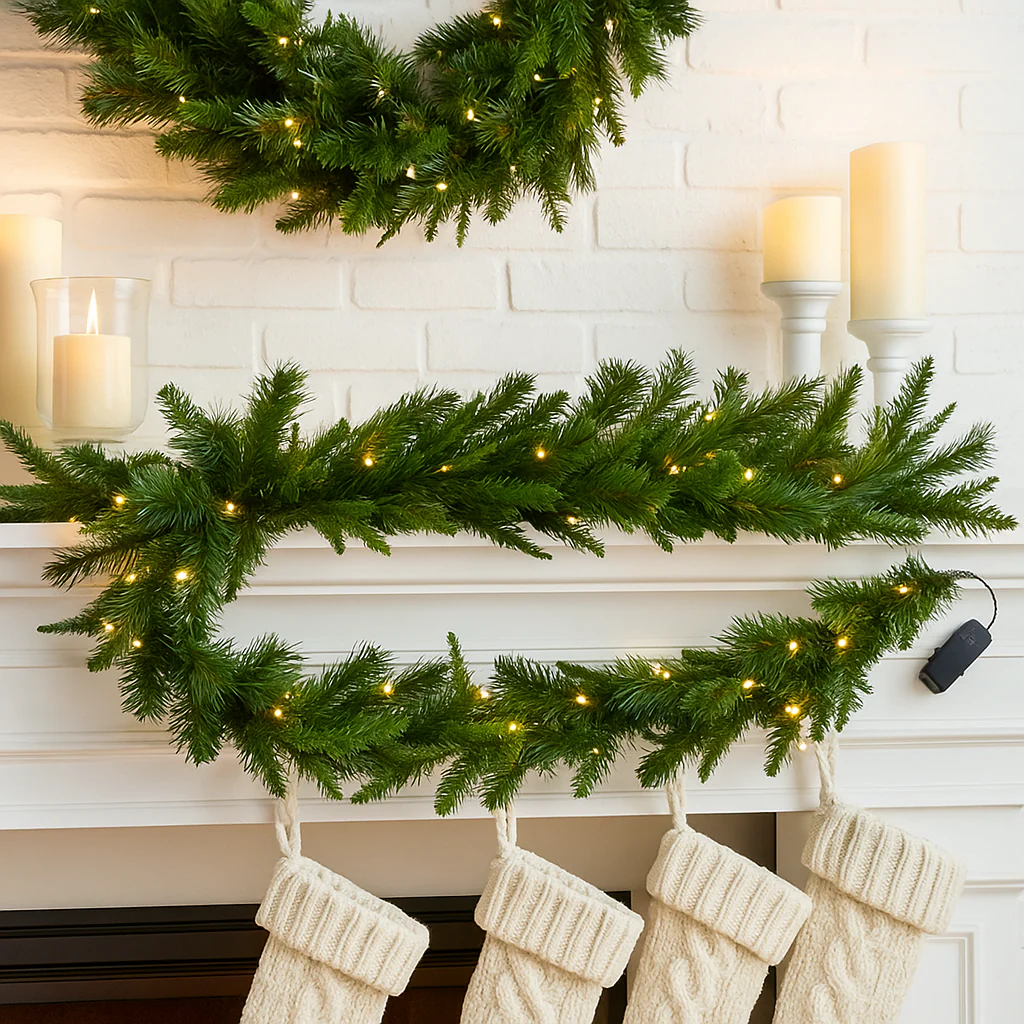 Christmas Garland Emerald Angel 2.7m Pre-Lit 100WW