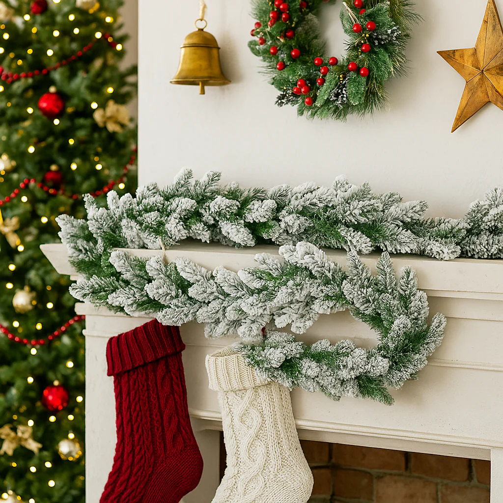 Christmas Garland Flocked Pollino 270cm 210 Tips