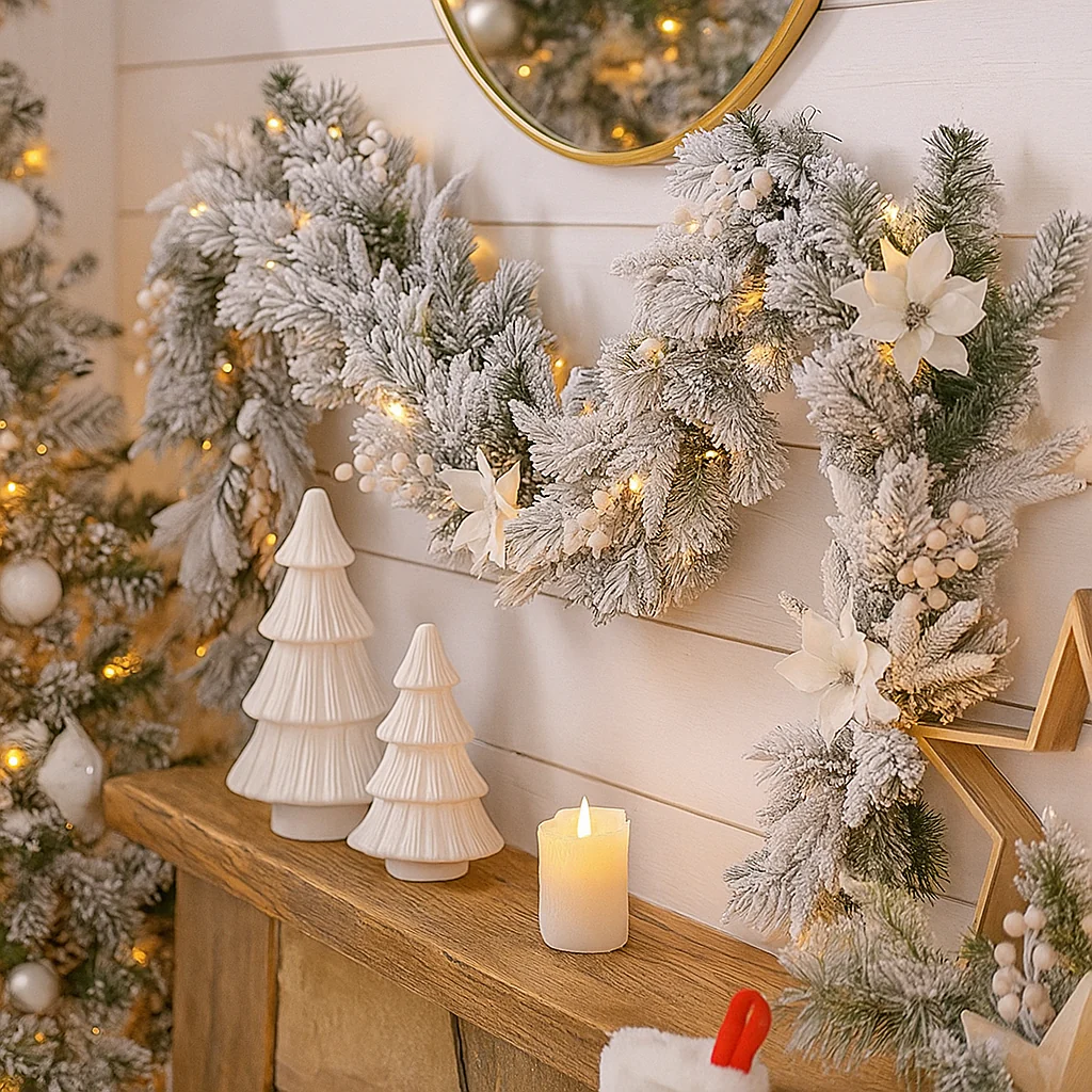 Christmas Garland Frosted Colonial 274cm+ Lights