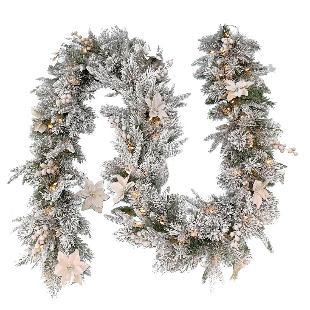 Christmas Garland Frosted Colonial 274cm+ Lights - Image 2