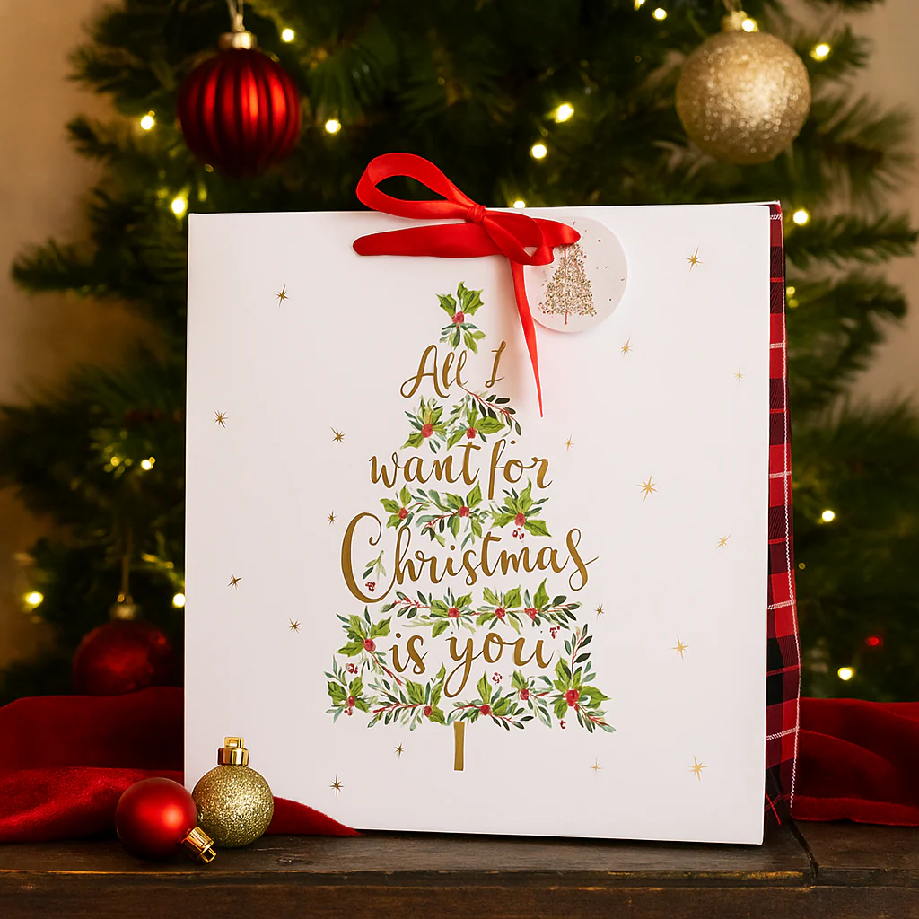 Christmas Gift Bag All I Want For Christmas Is You Medium 17.5x17.5x10cm