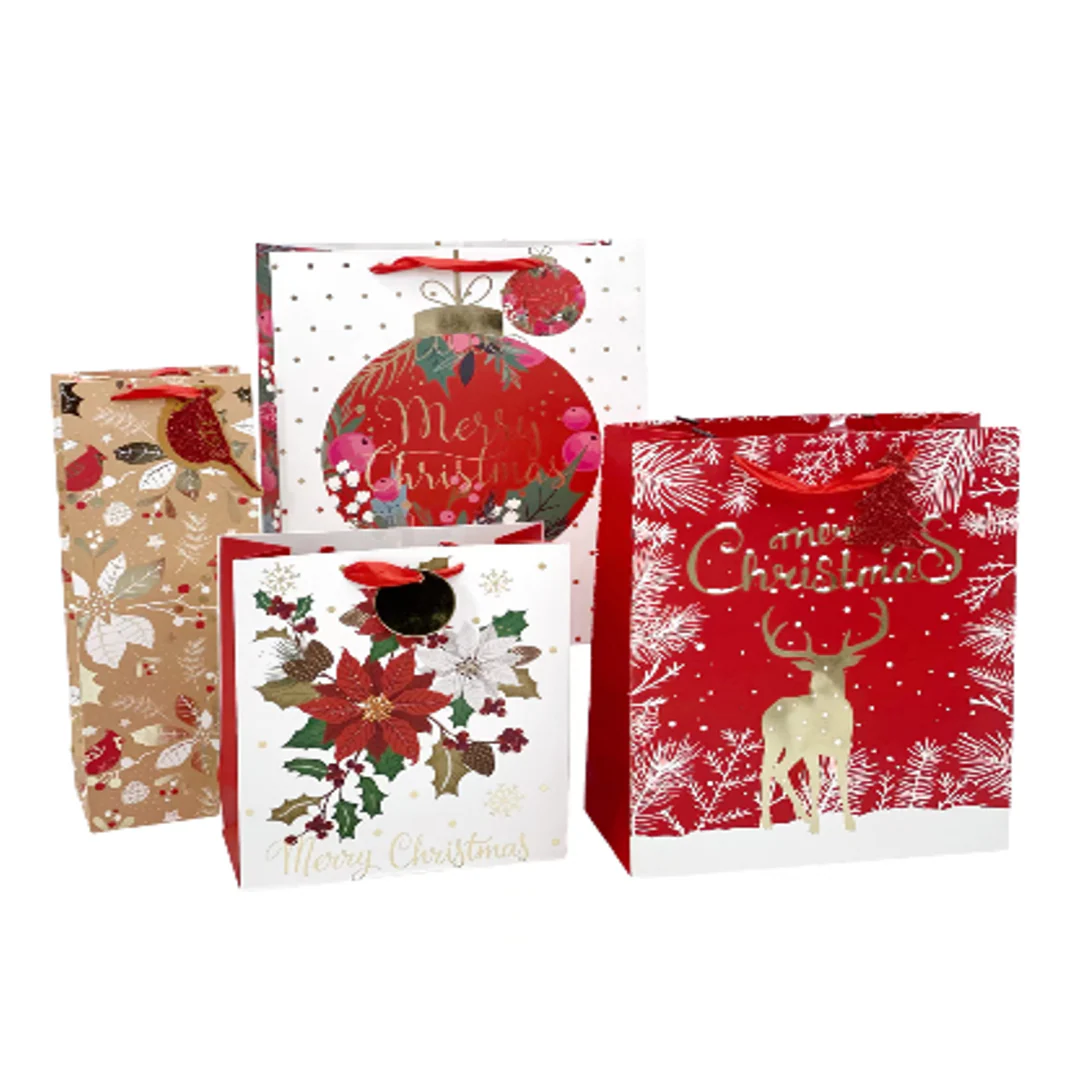 Christmas Gift Bag Charming Foil 14x11x6.5cm Small 4 Asstd