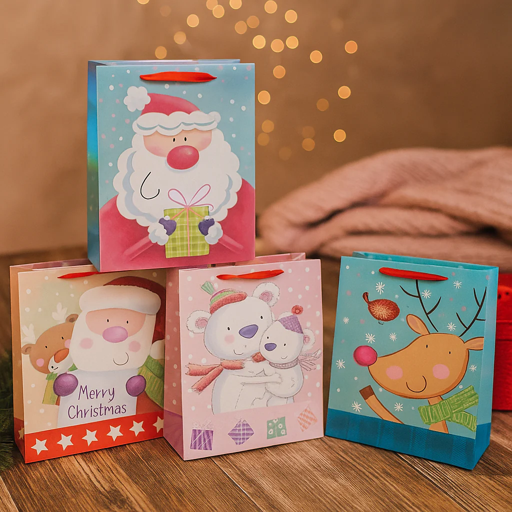 Christmas Gift Bag Cute Iridescent Medium 23x17.7x10cm Assorted