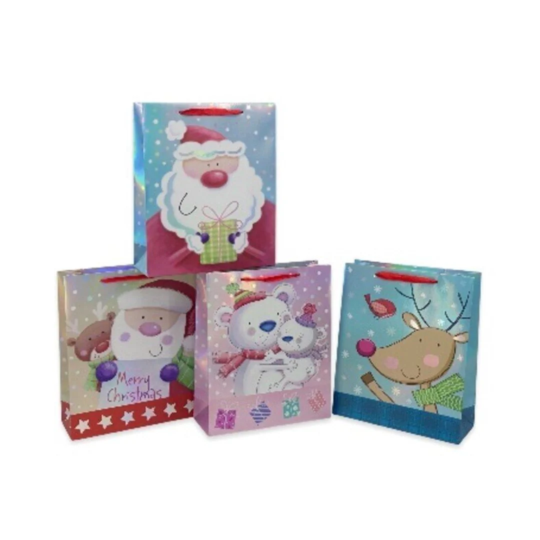 Christmas Gift Bag Cute Iridescent Medium 23x17.7x10cm Assorted - Image 2