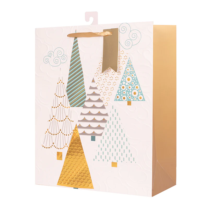 Christmas Gift Bag Geometric Trees Large 26x32x12cm - Image 2