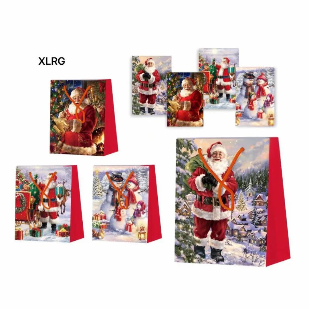 Christmas Gift Bag Glitter Classic Santa XL Assorted