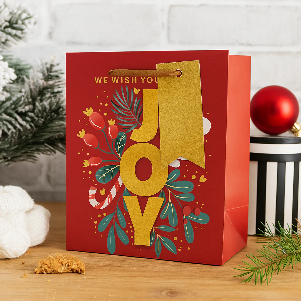 Christmas Gift Bag Joy Small 11.1x13.7x6.2cm 2pk