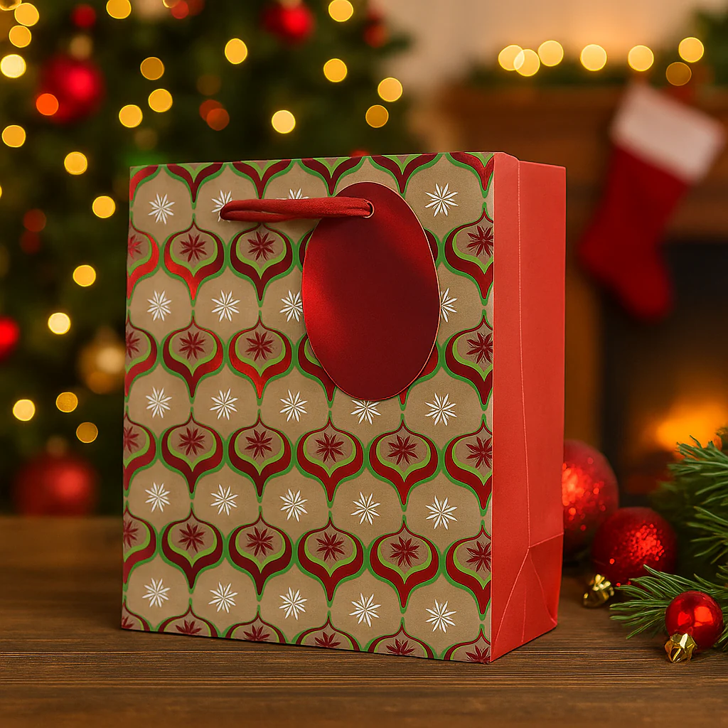 Christmas Gift Bag Kraft Paper Medium 17.8x22x9.8cm