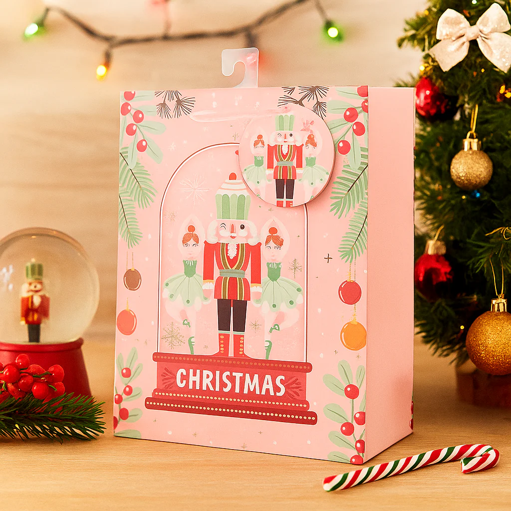 Christmas Gift Bag Nutcracker Suite In Cloche Medium 18x23x10cm