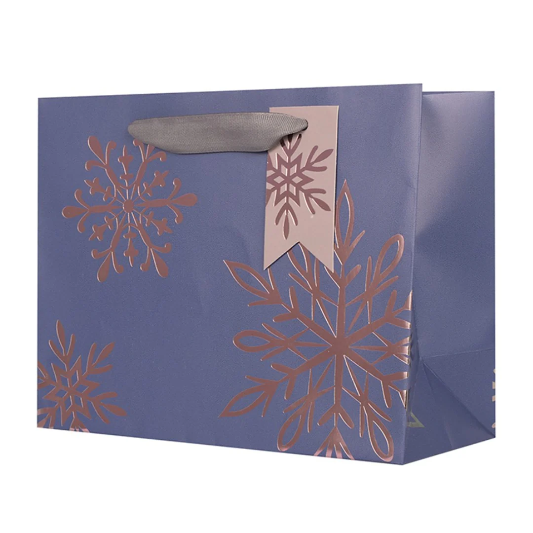 Christmas Gift Bag Sparkling Snowflakes Landscape XLarge 51x15x40cm - Image 2