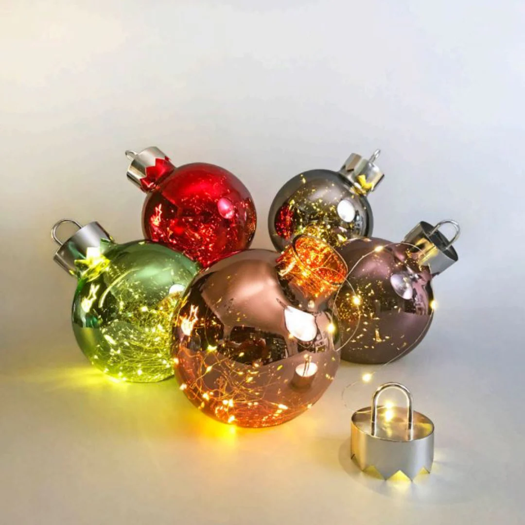 Christmas Glass Bauble Illuminated Smoke Warm White