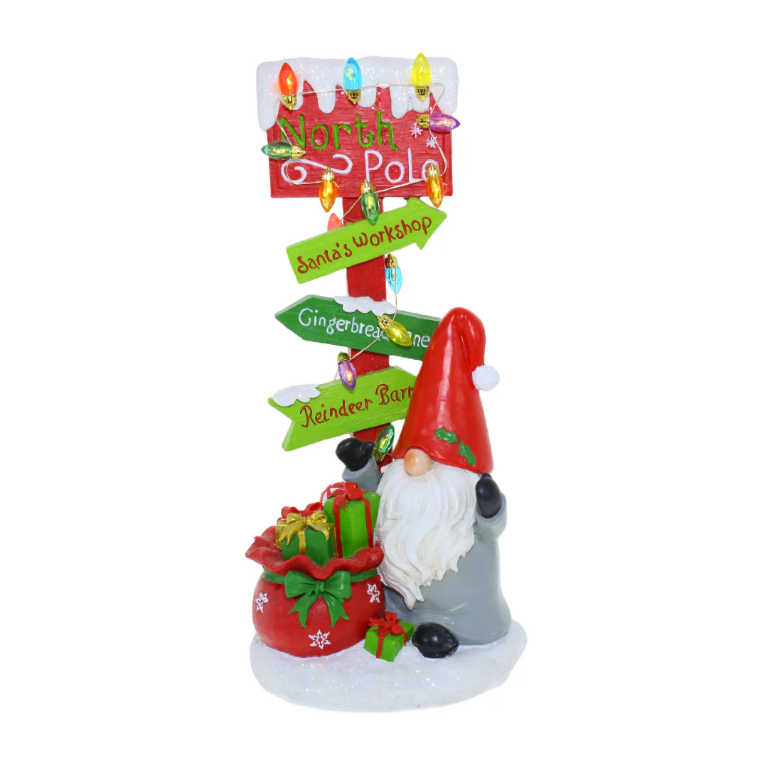 Christmas Gnome LED North Pole Sign